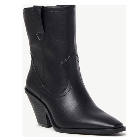 Scoop Black Side Zip Western Booties Size 7 NWT - Picture 1 of 7